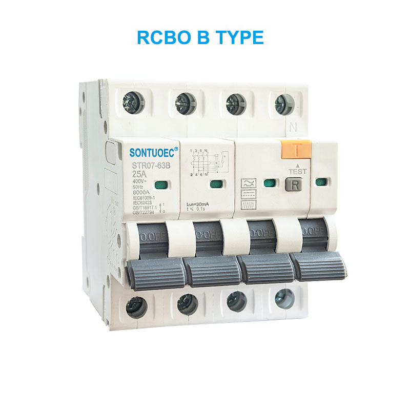 Stro7-63b rcbo b തരം 2p 4p ശേഷിക്കുന്ന നിലവിലെ സർക്യൂട്ട് ബ്രേക്കർ
